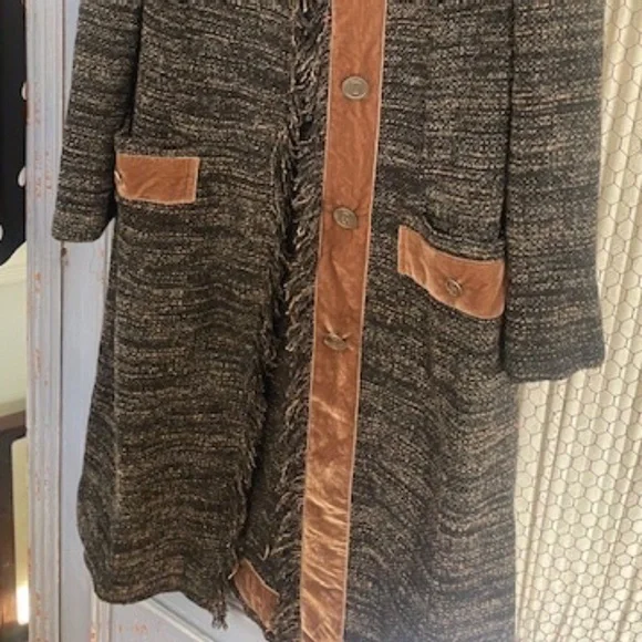 VINTAGE Dolce & Gabbana Tweed Wool Coat Fur Collar Made in Italy Size 42  US 6/8 - Picture 11 of 13